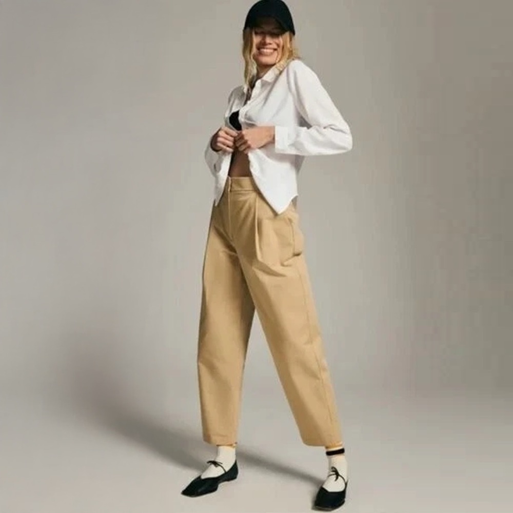 Anthropologie - EXQUISE - Pleated High Rise Tailored Chinos - Cedar